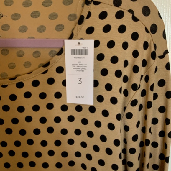 New With Tags- Chico’s Khaki and Black Polka Dot Long Sleeve Top Chico’s Size 3 - Picture 7 of 10
